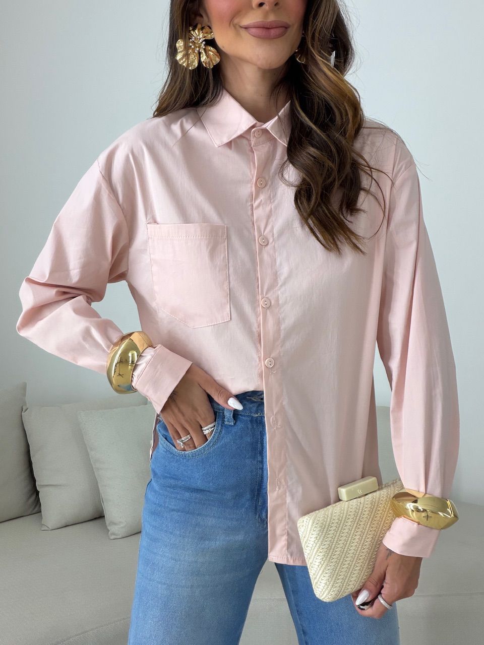 CAMISA ANDRÉIA TRICOLINE ROSA