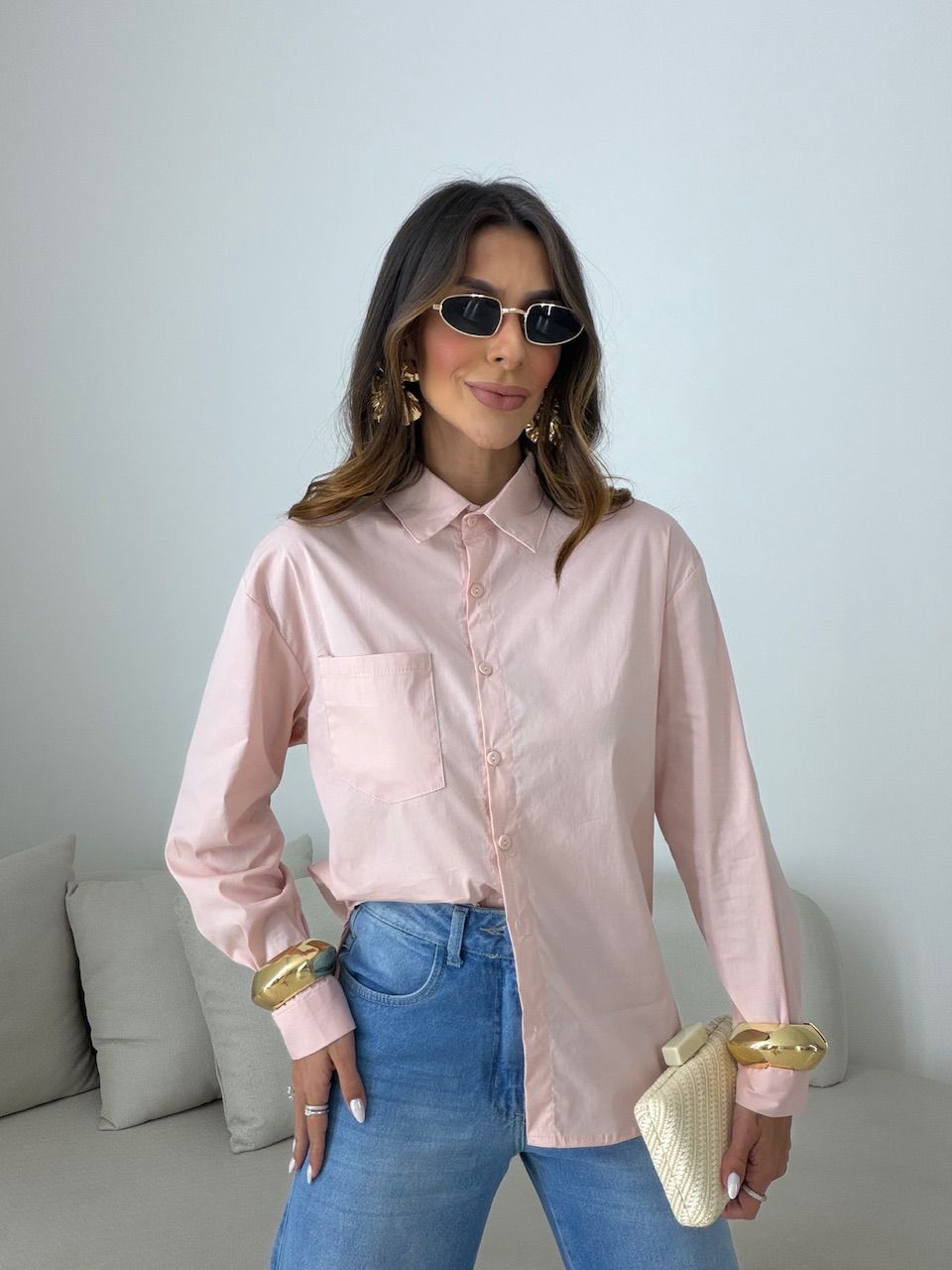 CAMISA ANDRÉIA TRICOLINE ROSA
