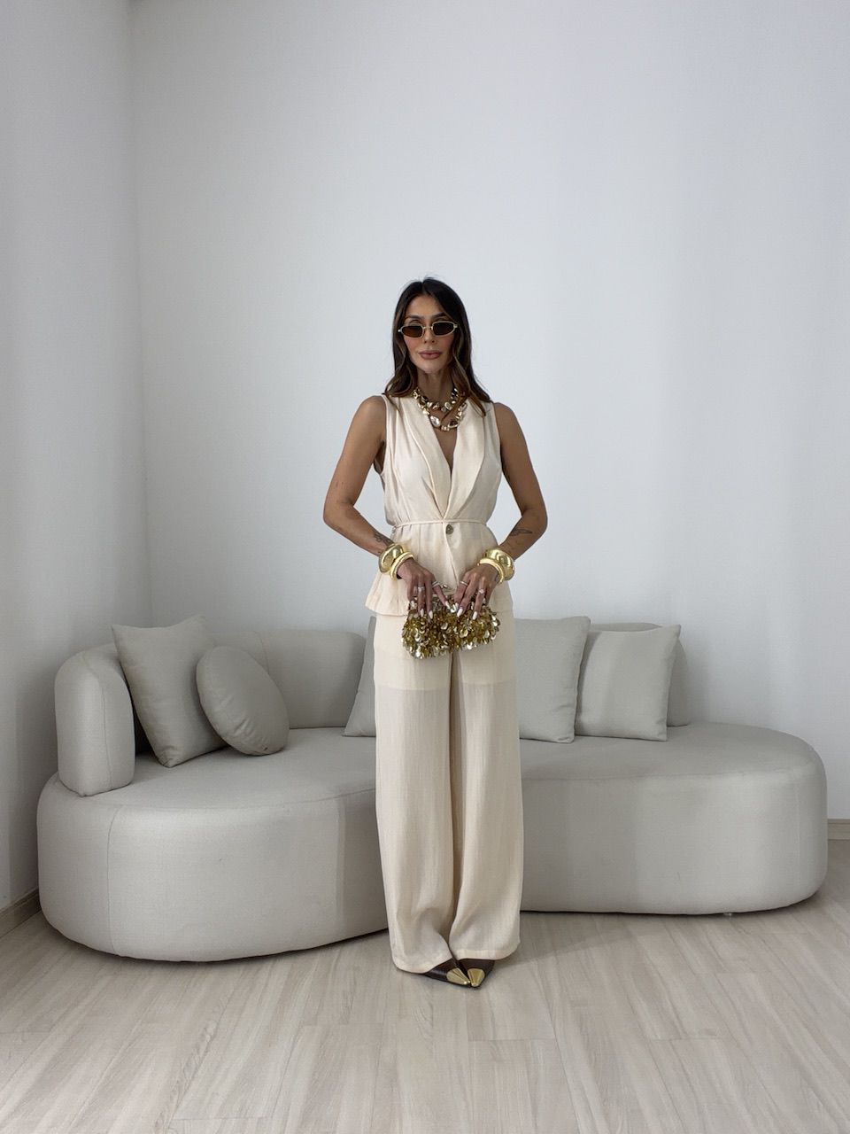 CONJUNTO RAFAELA CALÇA AREIA - 0081200110 - CAROLLA FERRARO