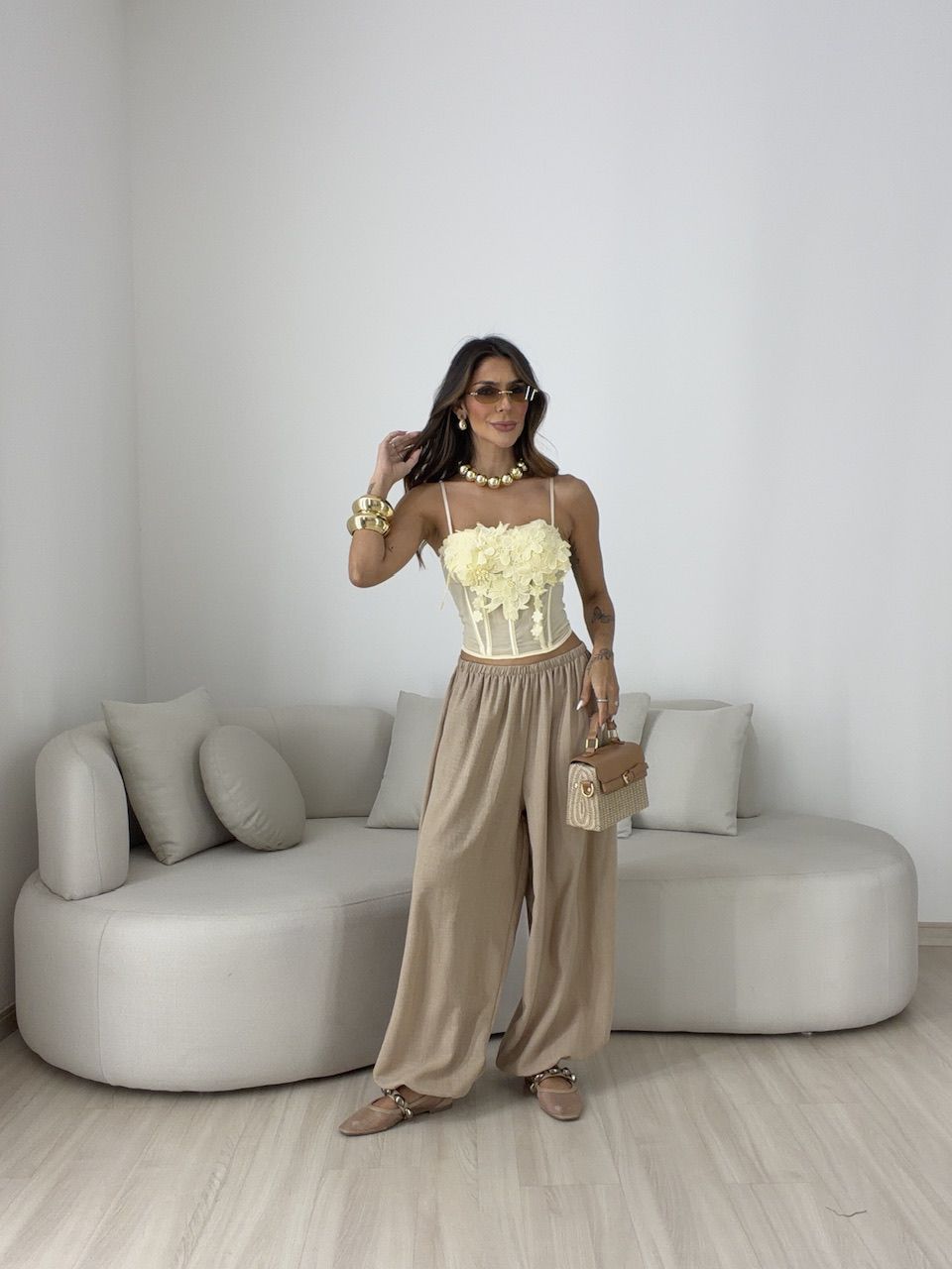 CORPETE PERLA FLORAL AMARELO