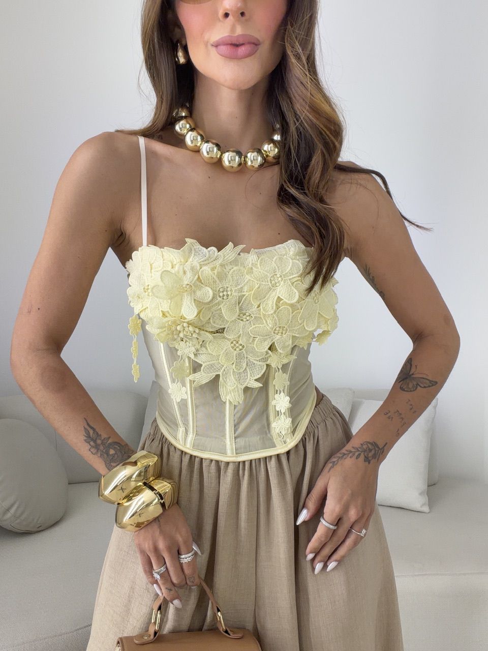 CORPETE PERLA FLORAL AMARELO