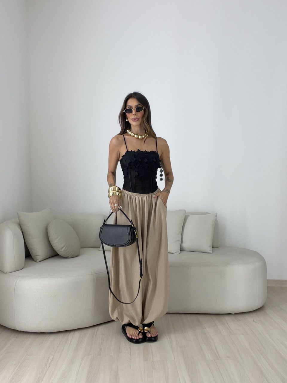 CORPETE PERLA FLORAL PRETO