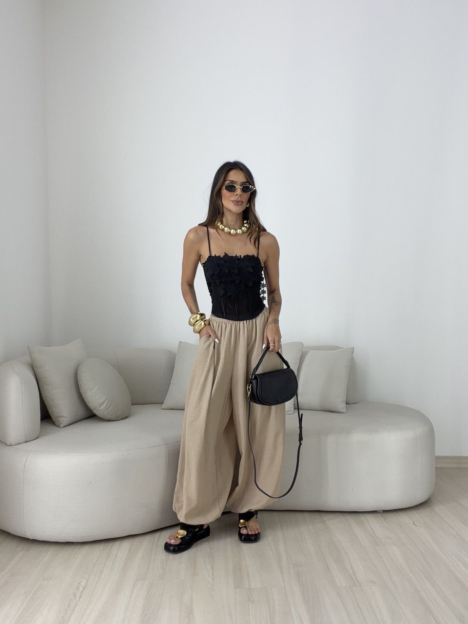 CORPETE PERLA FLORAL PRETO