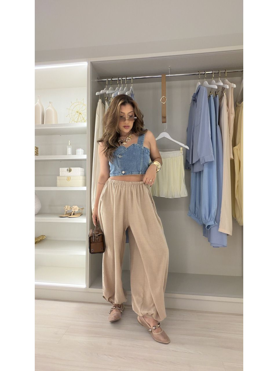 CROPPED SAMANTA TOP JEANS MÉDIO