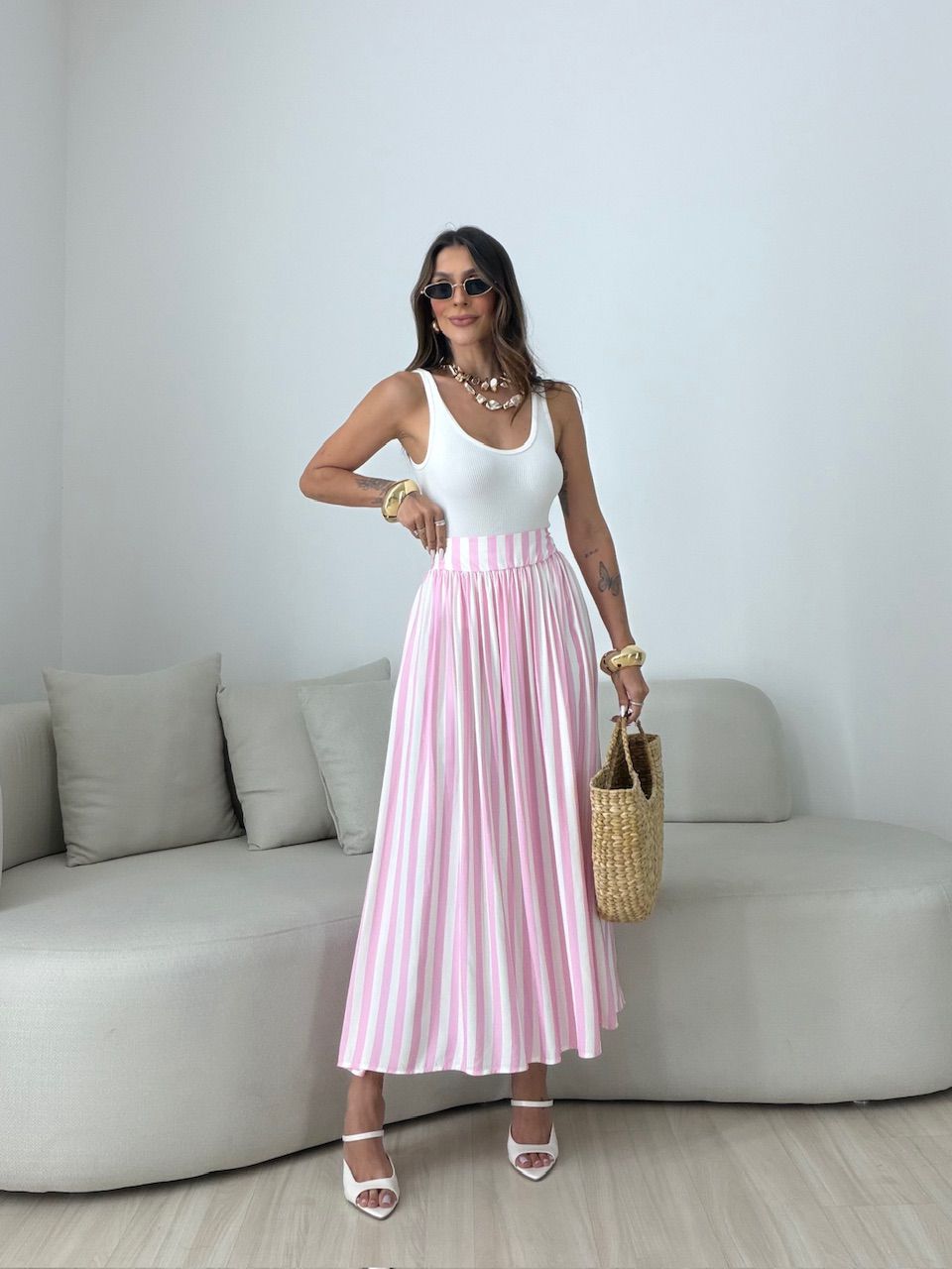 SAIA VALENTINA LISTRADA ROSA - 0080890031 - CAROLLA FERRARO