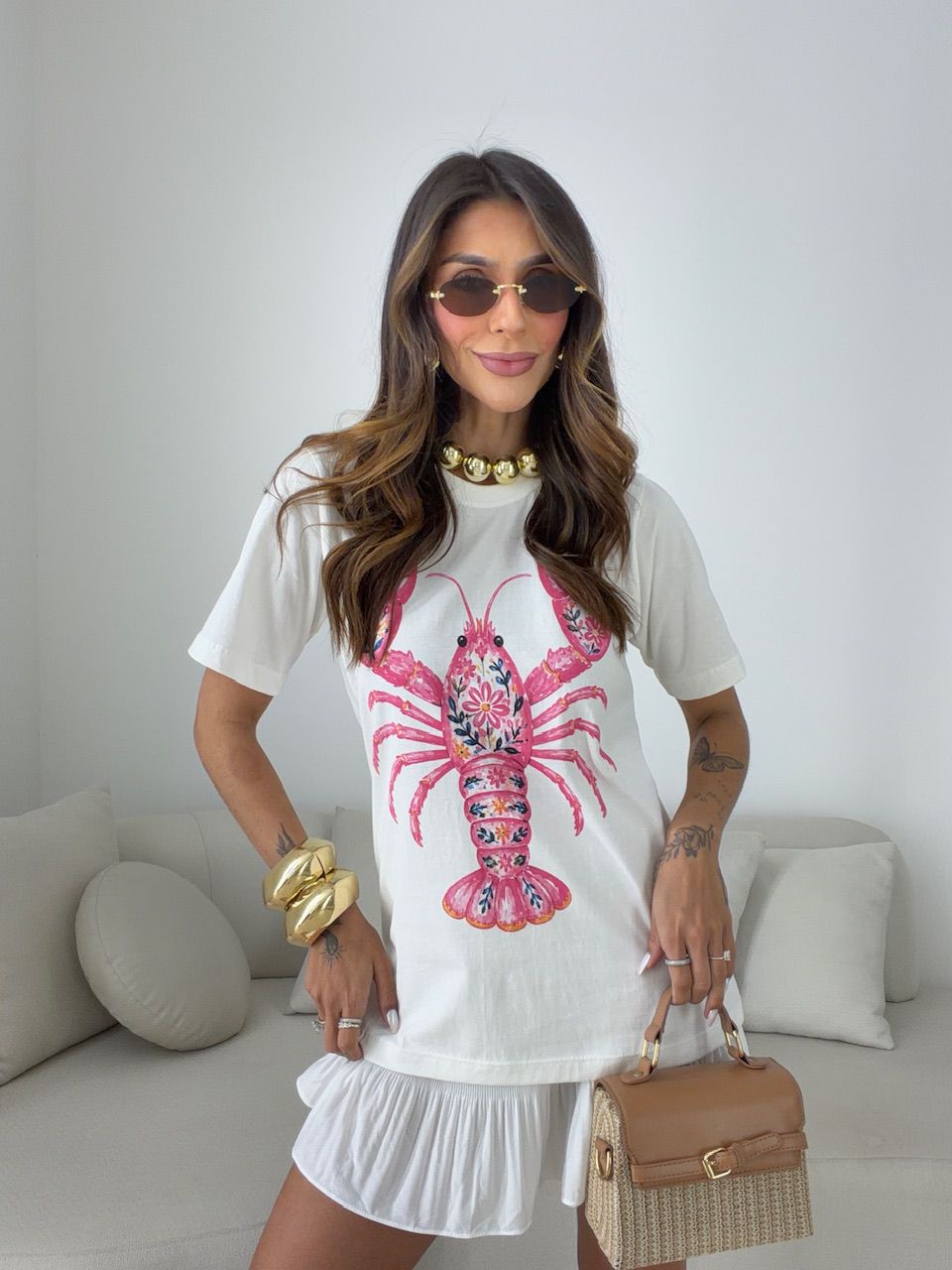 T-SHIRT ELLIE LAGOSTA FLORES - 0081120473 - CAROLLA FERRARO