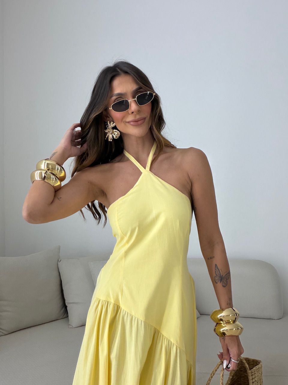 VESTIDO NINA FRENTE ÚNICA AMARELO