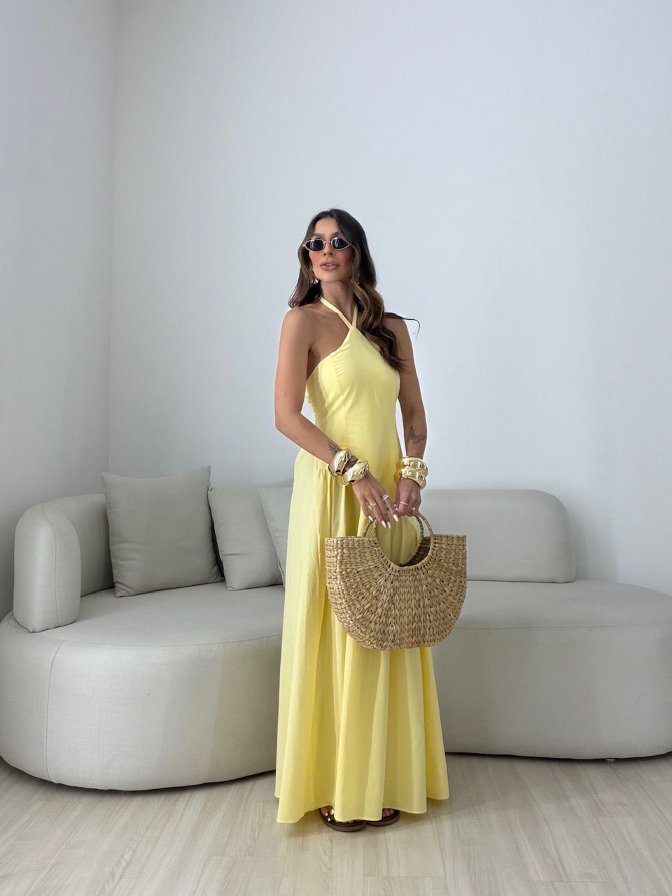 VESTIDO NINA FRENTE ÚNICA AMARELO - 0080880111 - CAROLLA FERRARO