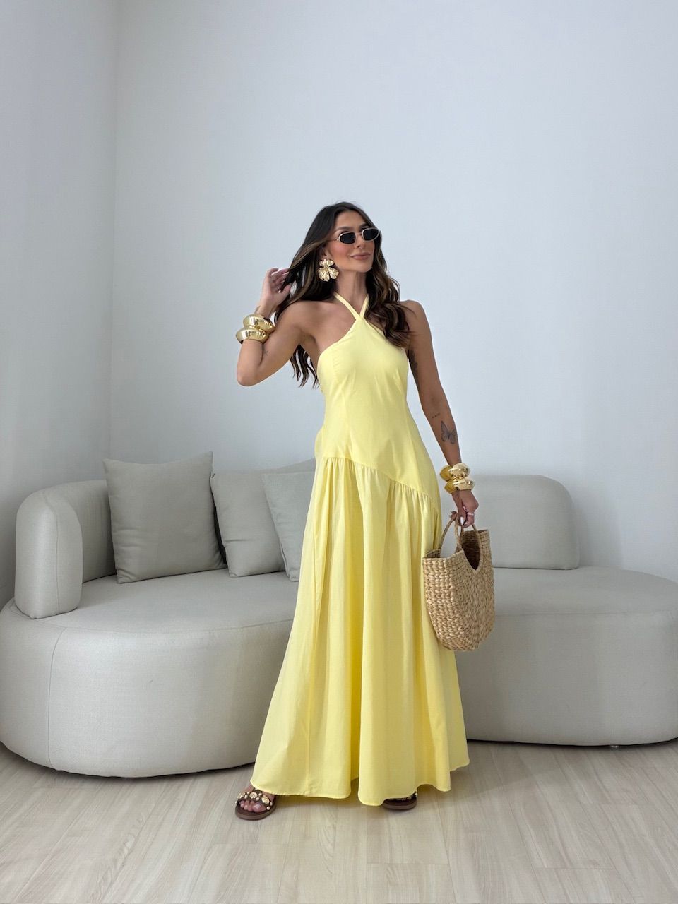 VESTIDO NINA FRENTE ÚNICA AMARELO