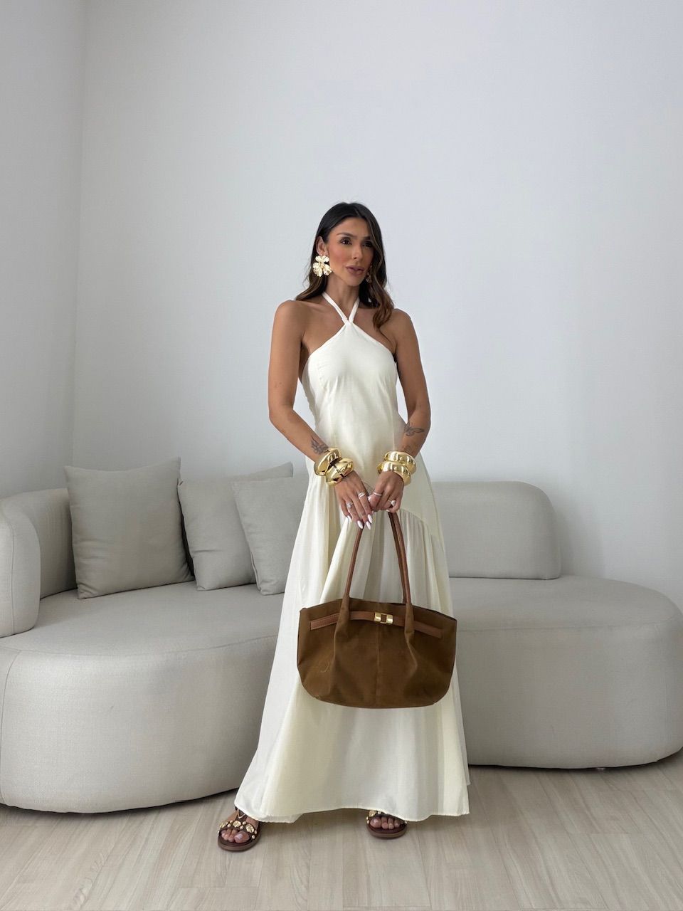 VESTIDO NINA FRENTE ÚNICA AREIA