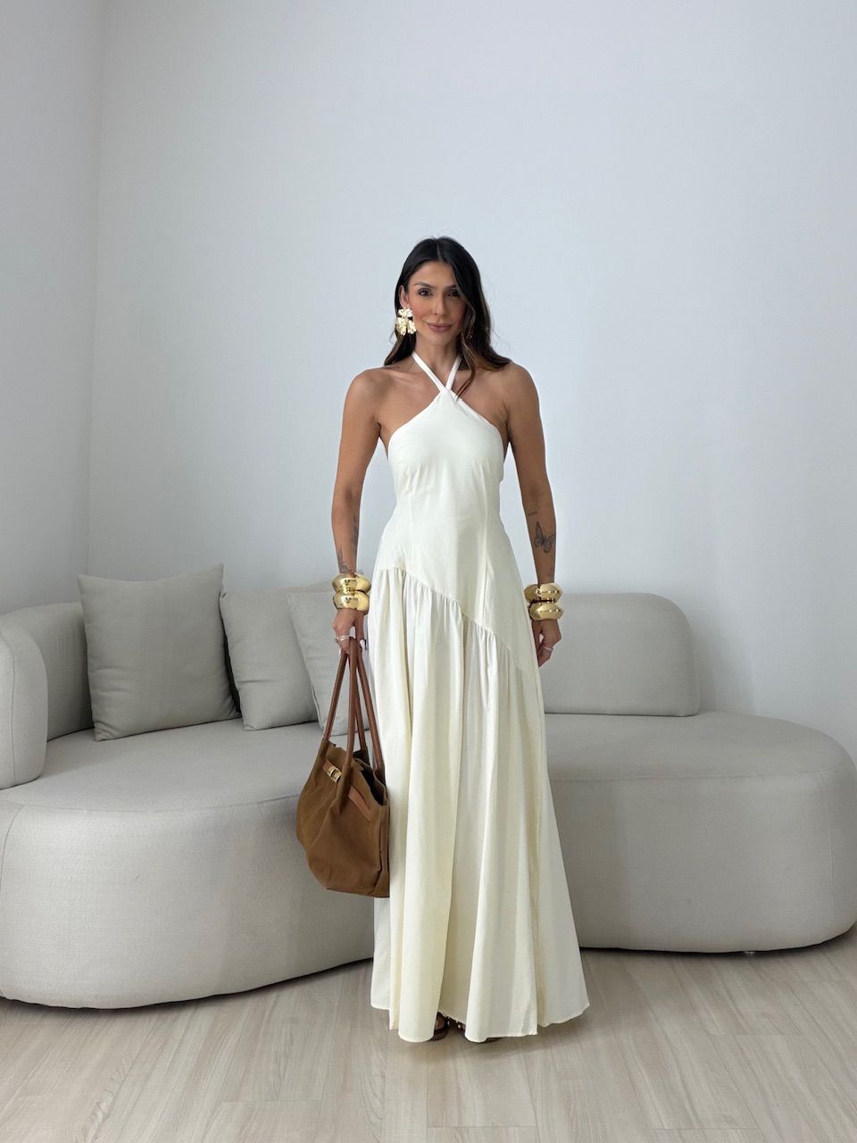 VESTIDO NINA FRENTE ÚNICA AREIA