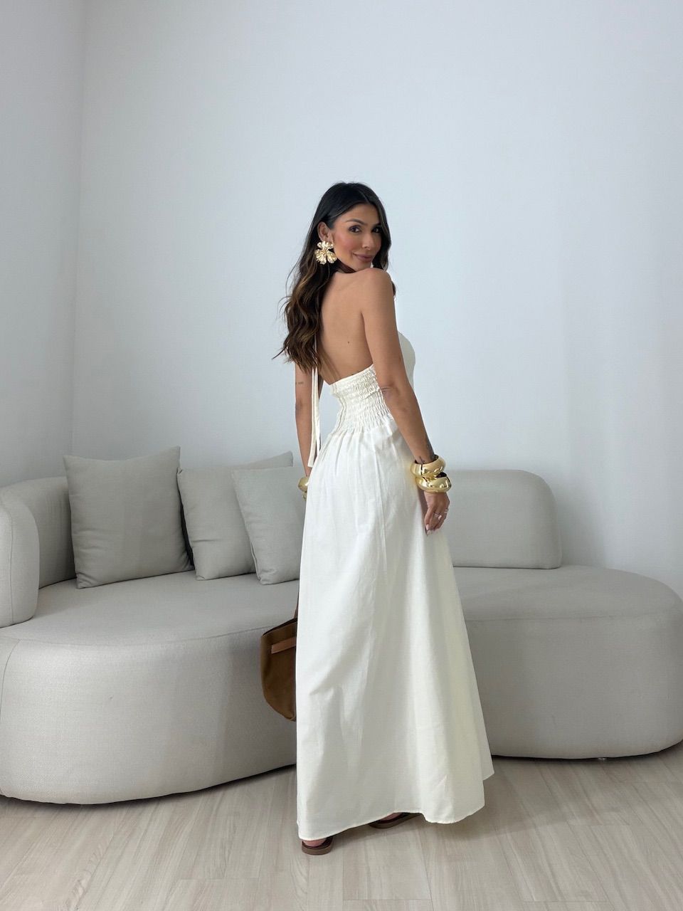 VESTIDO NINA FRENTE ÚNICA AREIA
