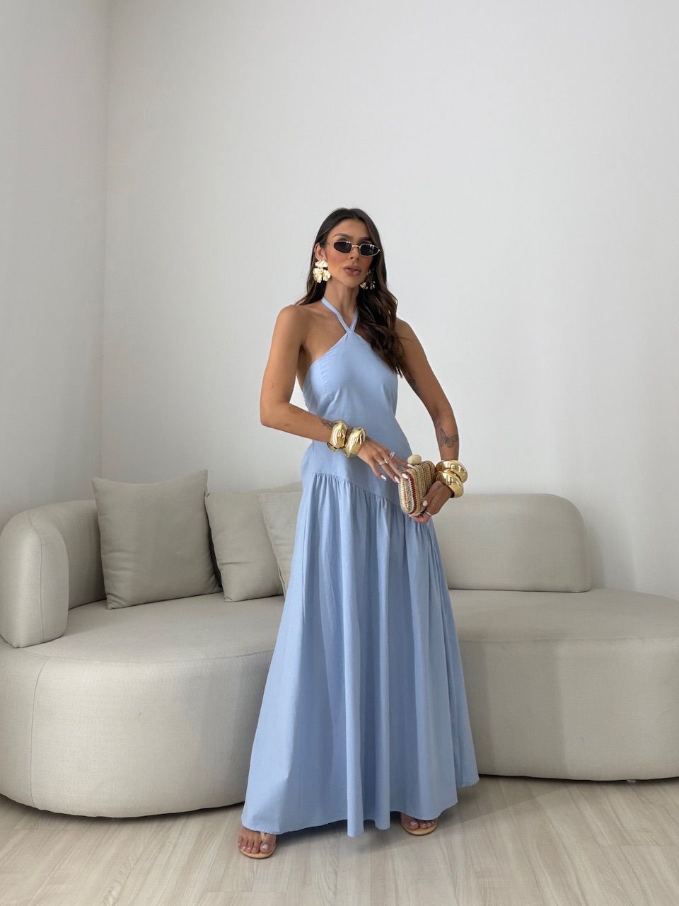 VESTIDO NINA FRENTE ÚNICA AZUL CLARO