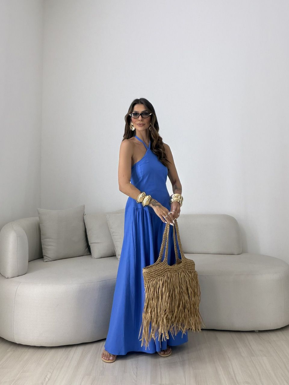 VESTIDO NINA FRENTE ÚNICA AZUL - 0080880109 - CAROLLA FERRARO