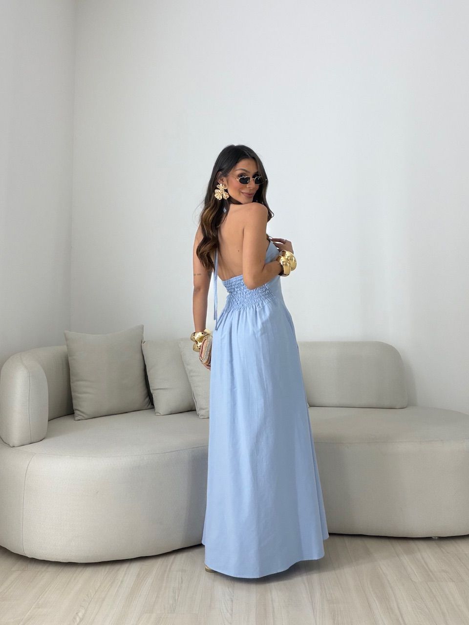 VESTIDO NINA FRENTE ÚNICA AZUL
