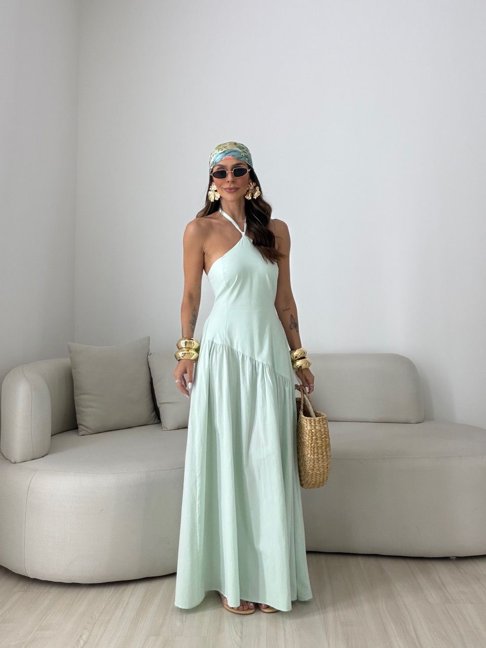 VESTIDO NINA FRENTE ÚNICA MENTA - 0080880196 - CAROLLA FERRARO