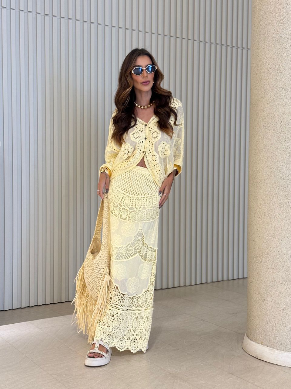 CAMISA REGINA CROCHÊ YELLOW BUTTER