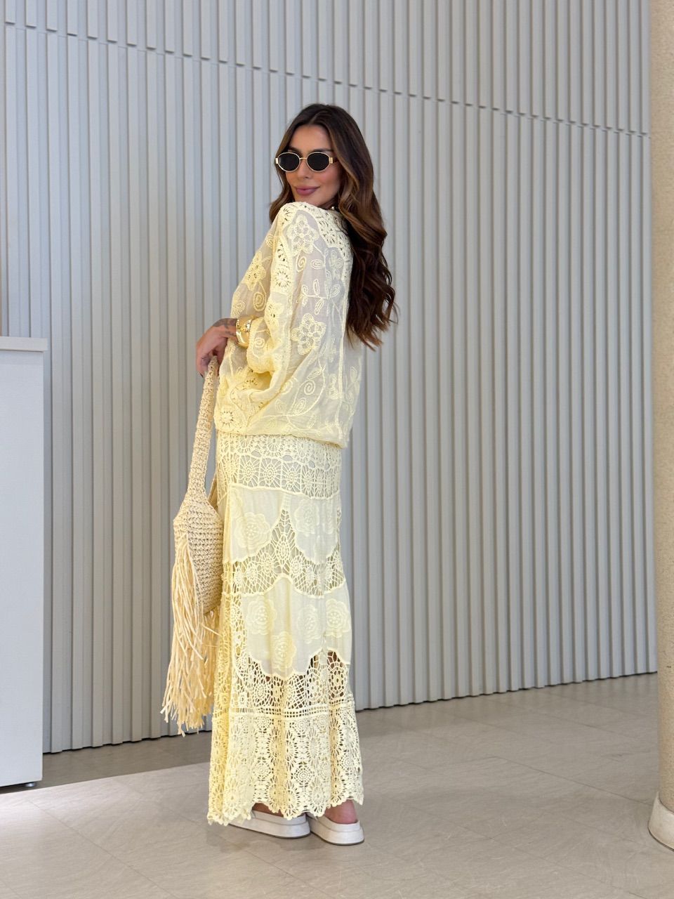 CAMISA REGINA CROCHÊ YELLOW BUTTER