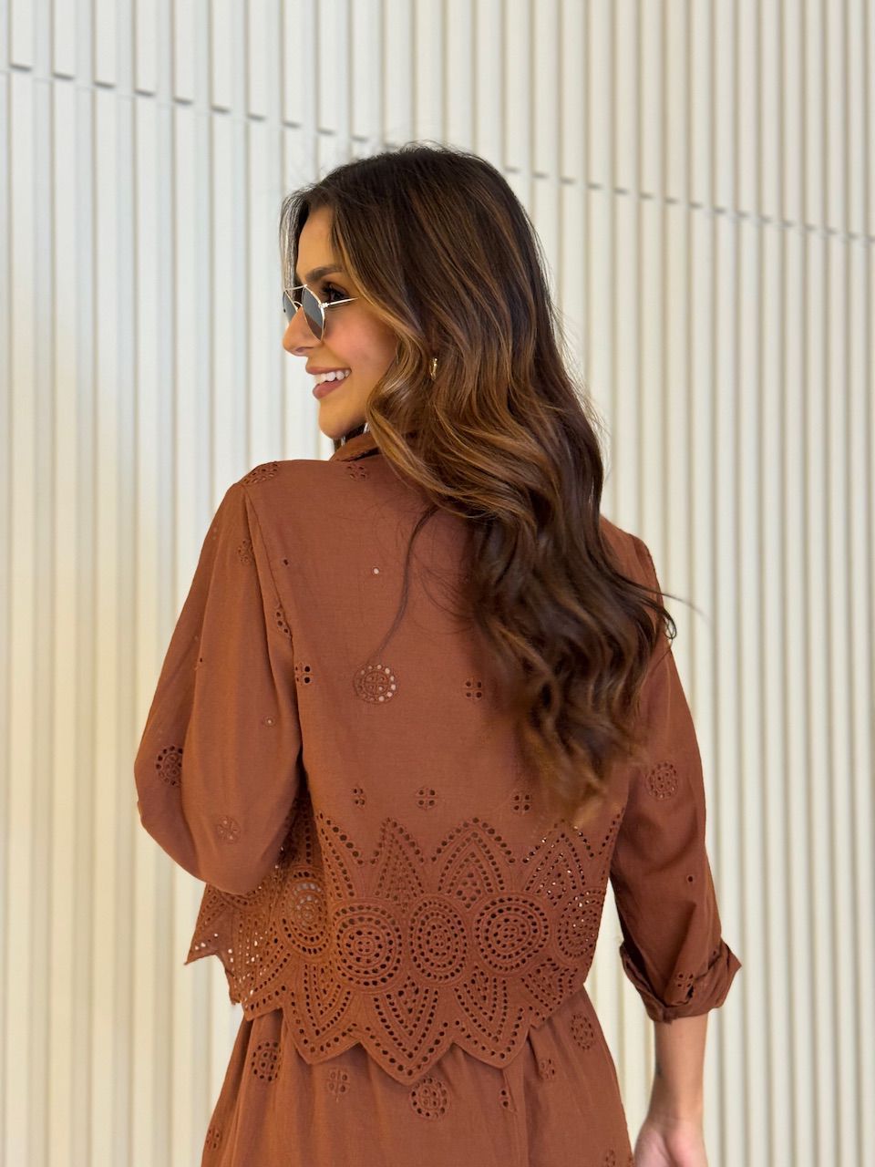 CONJUNTO SANDRA CAMISA SHORT MARROM