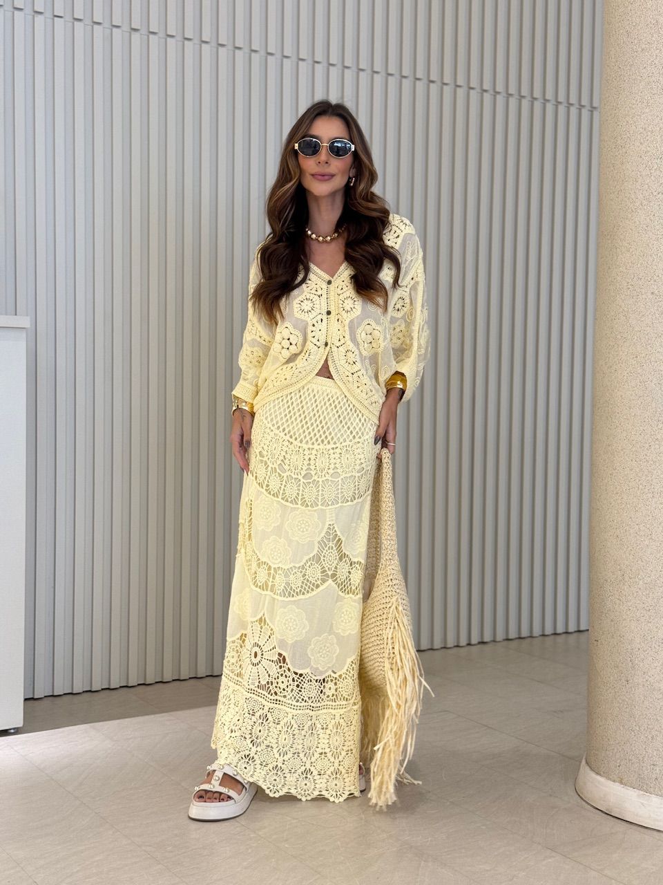 SAIA CLAUDIA CROCHÊ YELLOW BUTTER