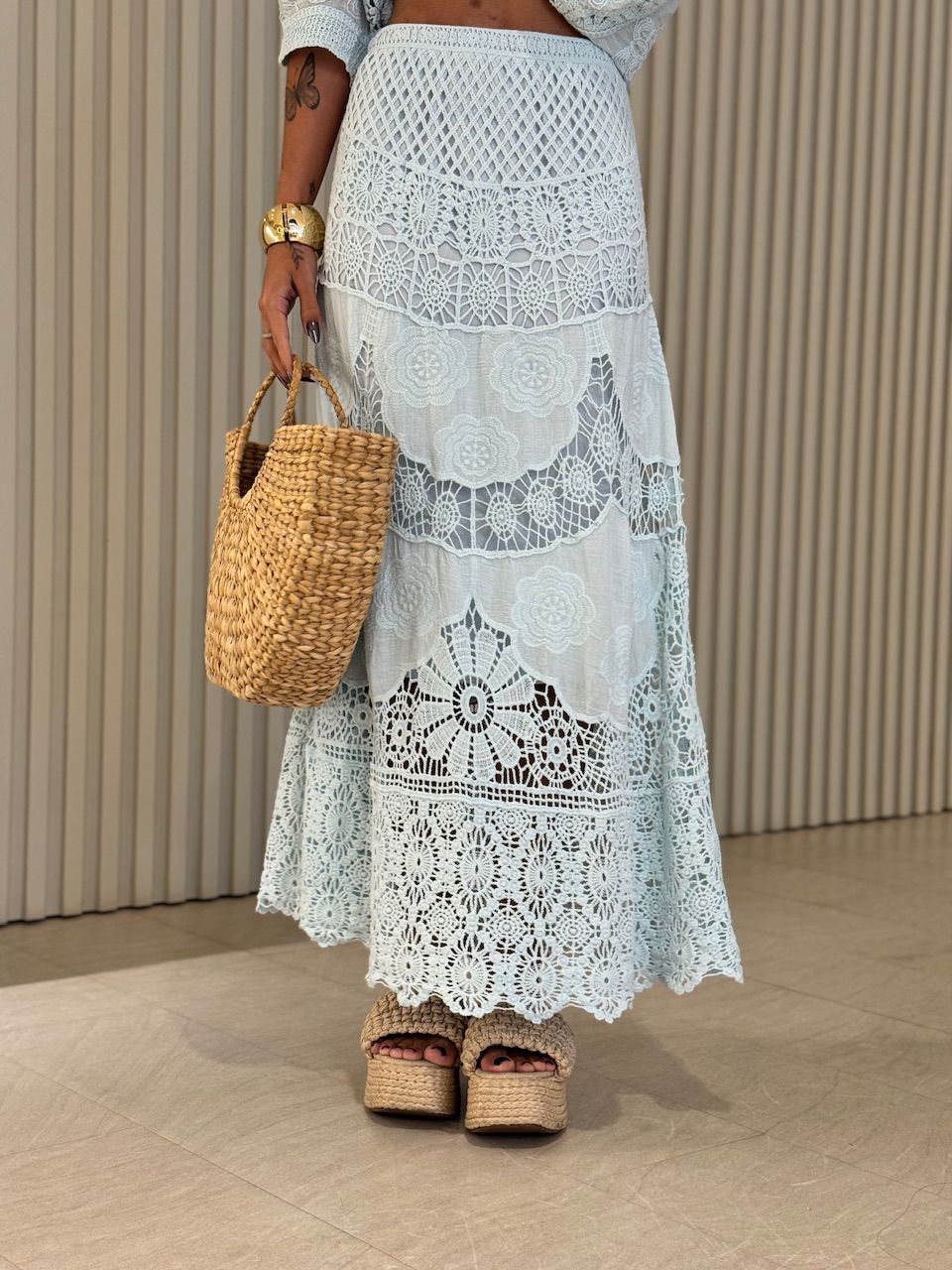 SAIA CLAUDIA CROCHÊ AZUL