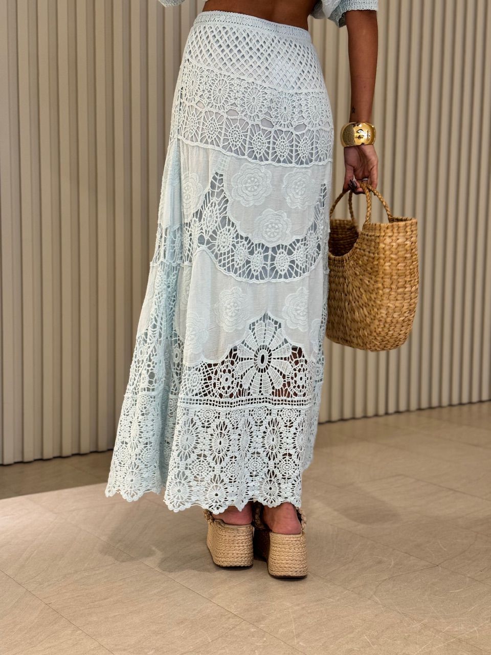 SAIA CLAUDIA CROCHÊ AZUL