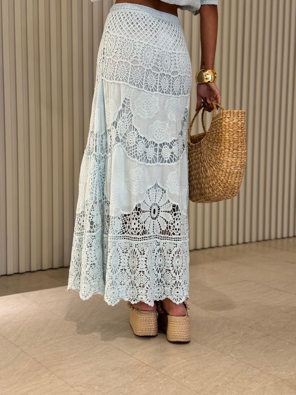 SAIA CLAUDIA CROCHÊ AZUL