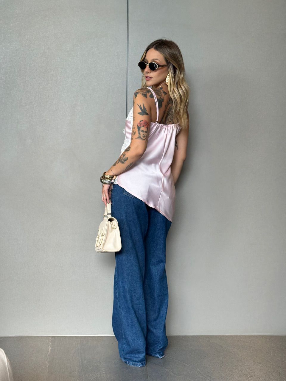 BLUSA ALANA ACETINADA ROSA