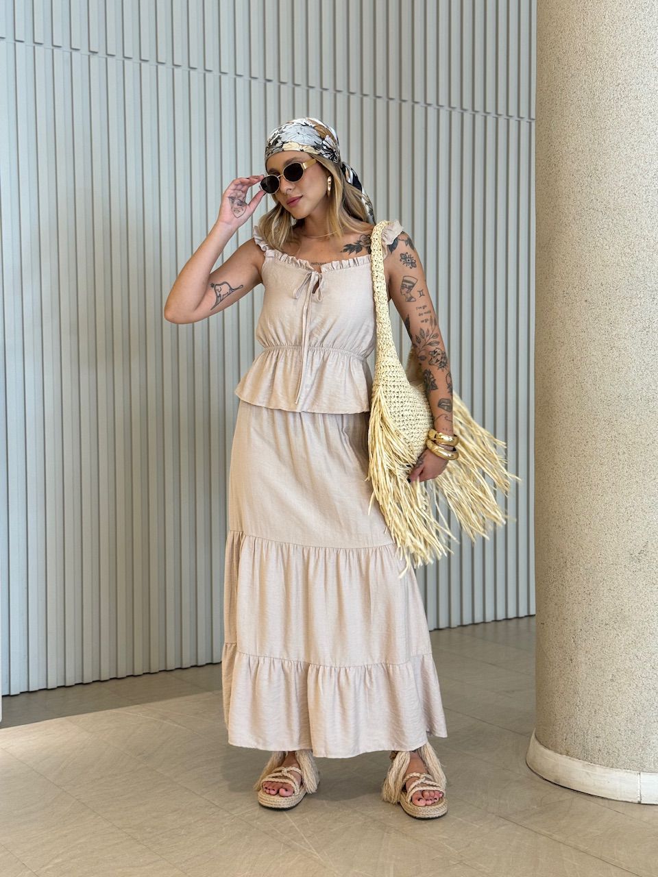 CONJUNTO FERNANDA SAIA LONGA AREIA - 0072700110 - CAROLLA FERRARO