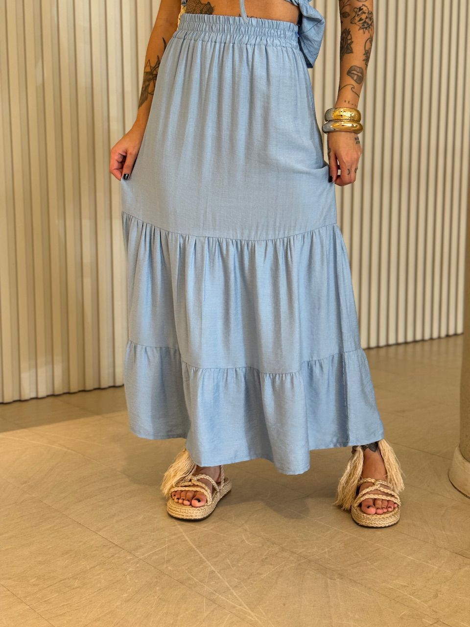 CONJUNTO FERNANDA SAIA LONGA AZUL