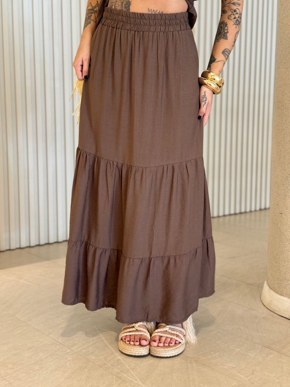 CONJUNTO FERNANDA SAIA LONGA MARROM