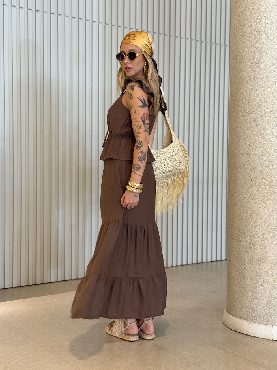 CONJUNTO FERNANDA SAIA LONGA MARROM