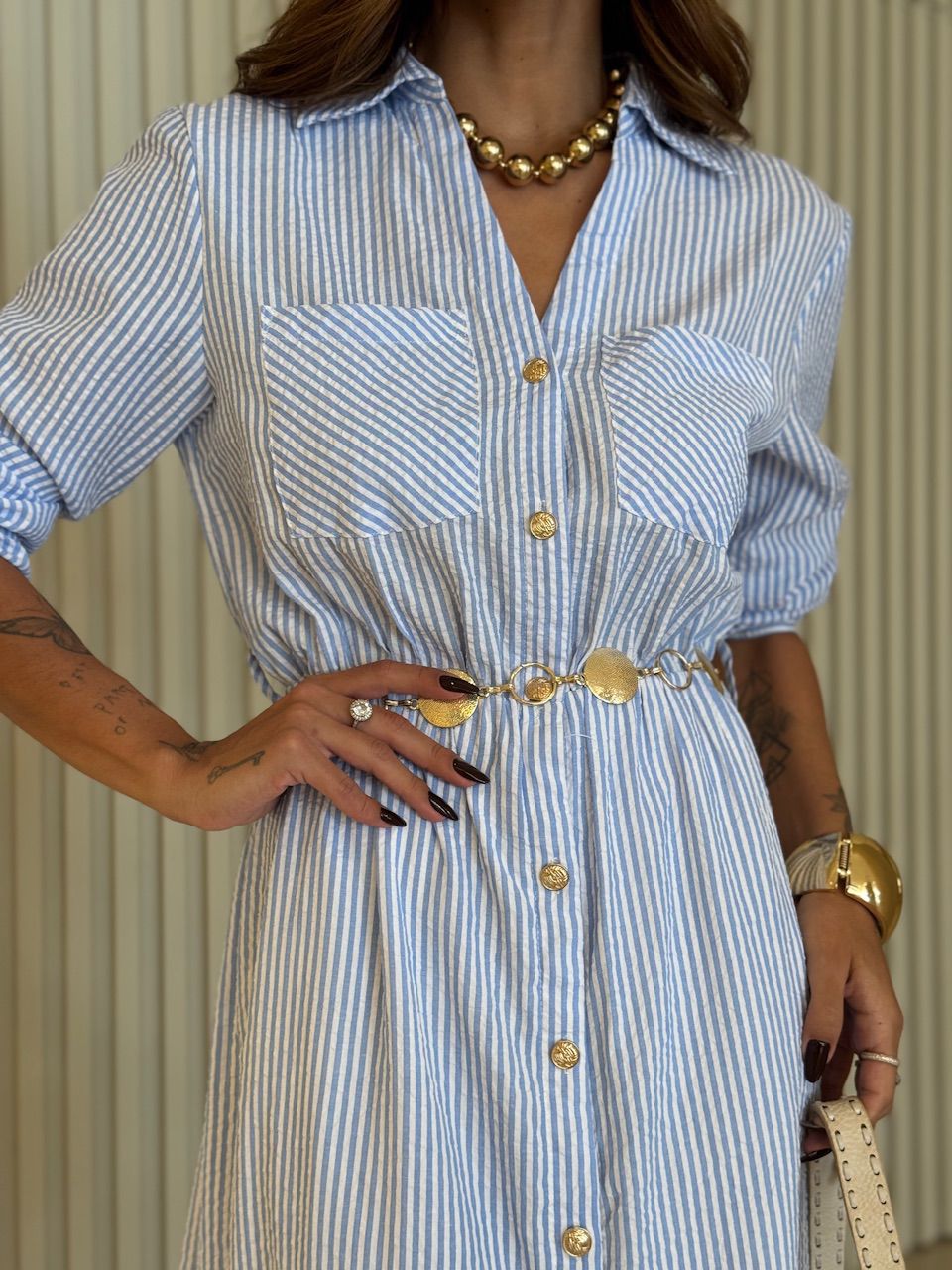 VESTIDO LUANA LISTRADO AZUL