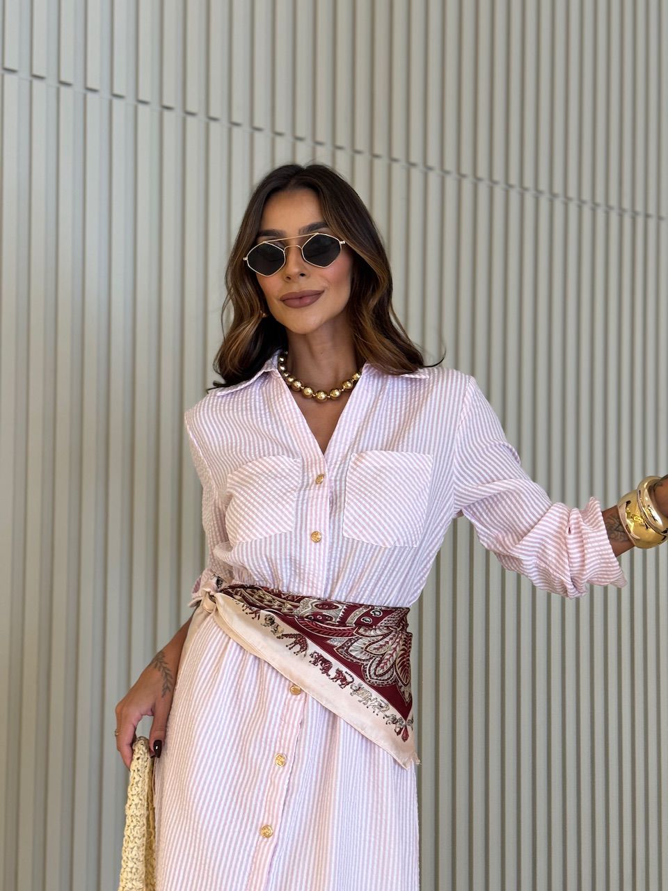 VESTIDO LUANA LISTRADO ROSA