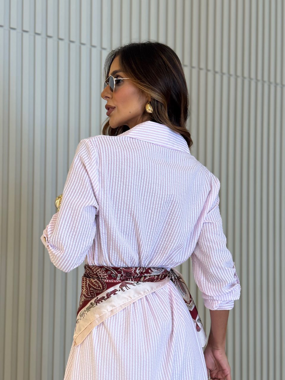 VESTIDO LUANA LISTRADO ROSA