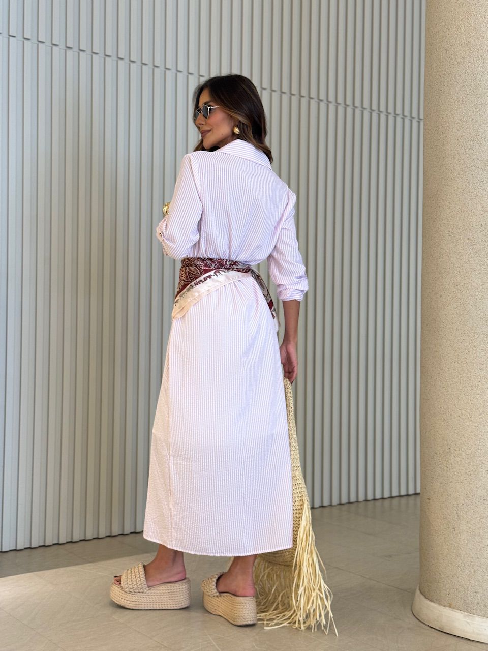 VESTIDO LUANA LISTRADO ROSA