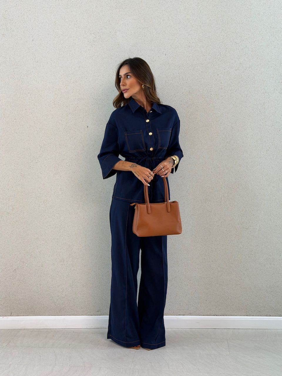 CALÇA JAMILE PESPONTO MARINHO