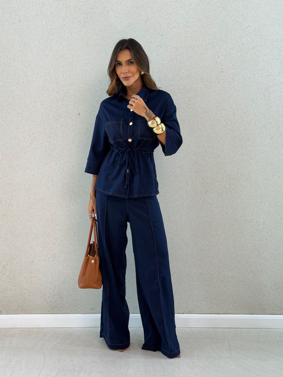 CALÇA JAMILE PESPONTO MARINHO