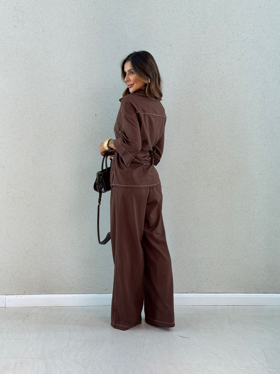 CALÇA JAMILE PESPONTO CAFÉ