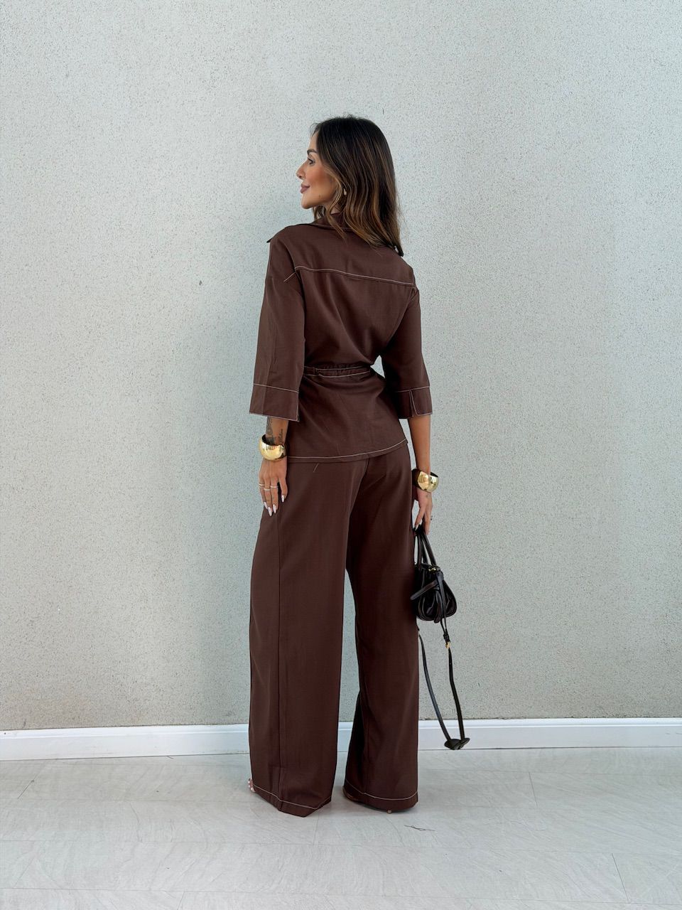 CALÇA JAMILE PESPONTO CAFÉ