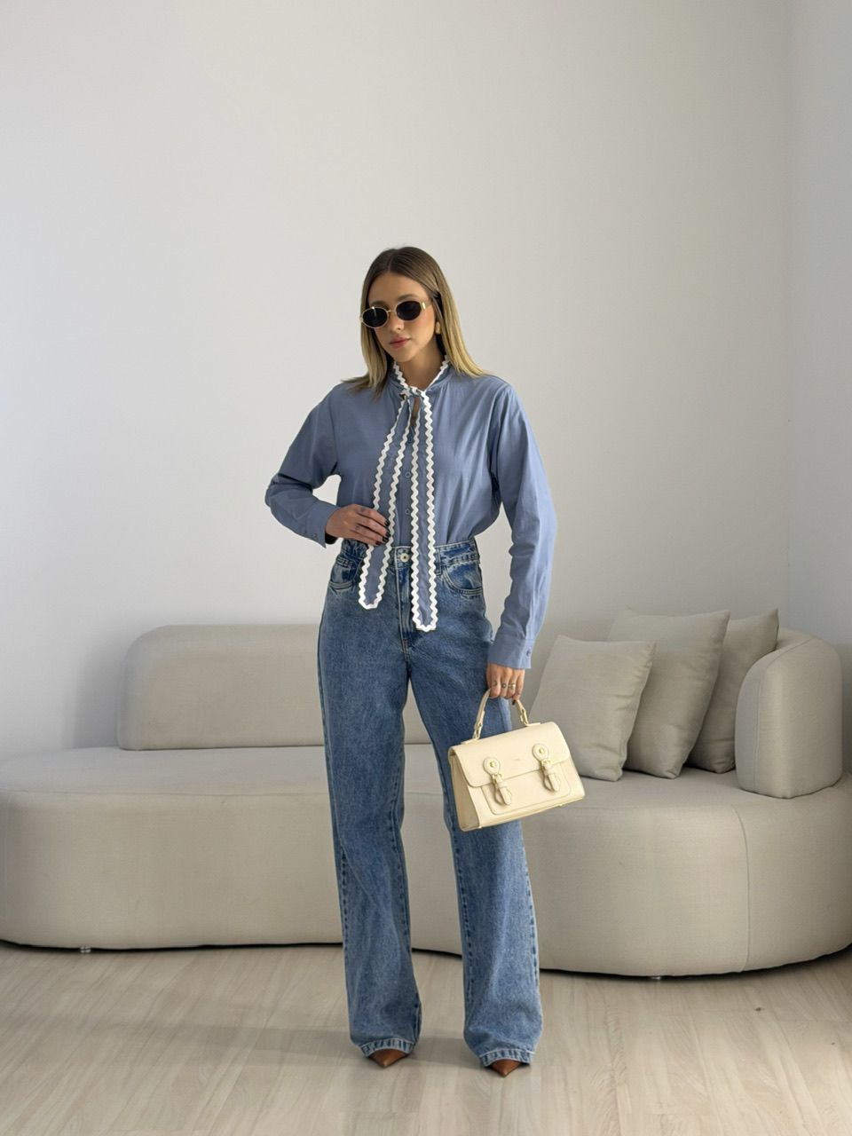 CAMISA PAOLA AMARRAÇÃO BLUE JEANS