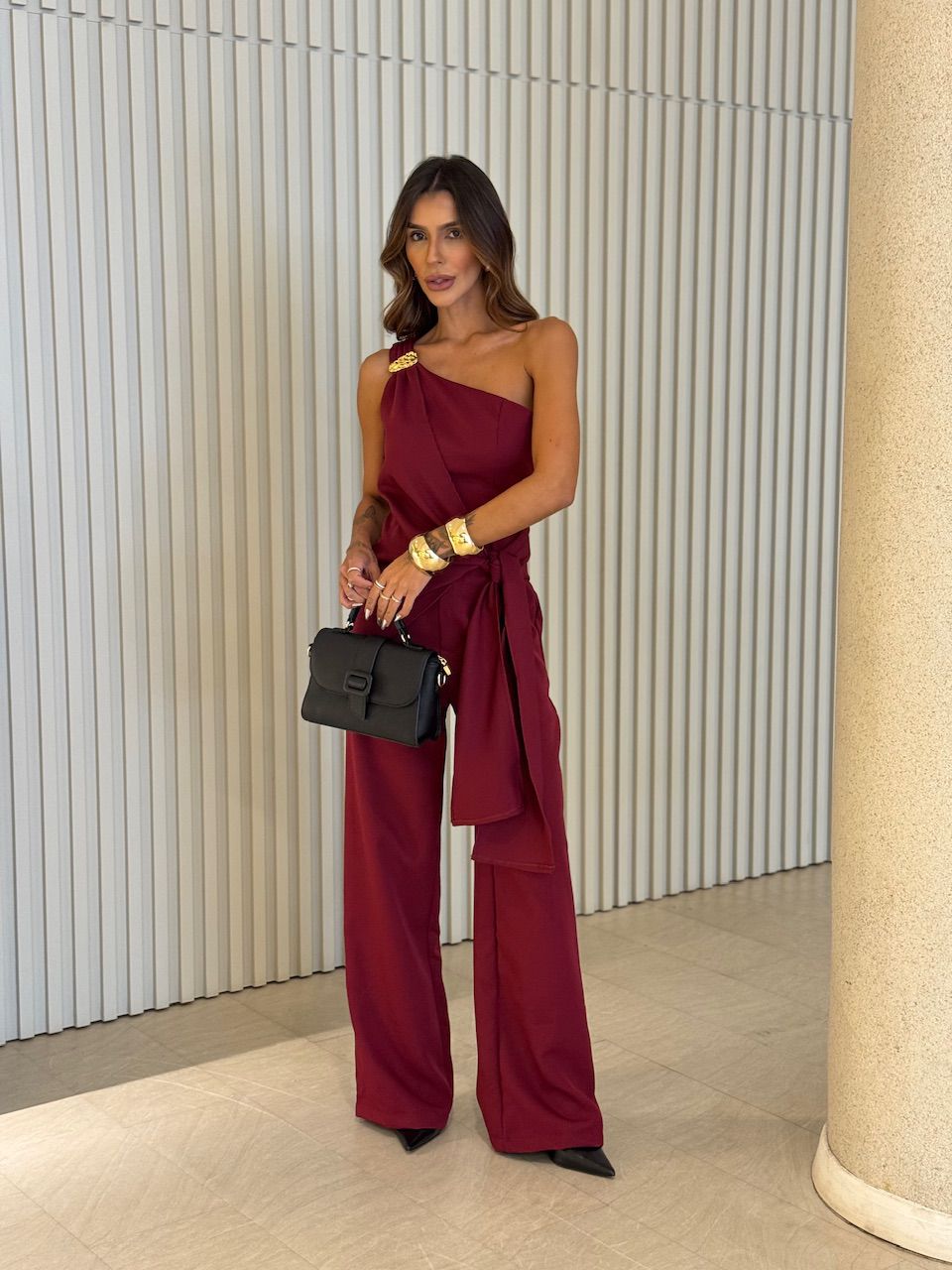 CONJUNTO ELOÁ NULA MANGA VINHO