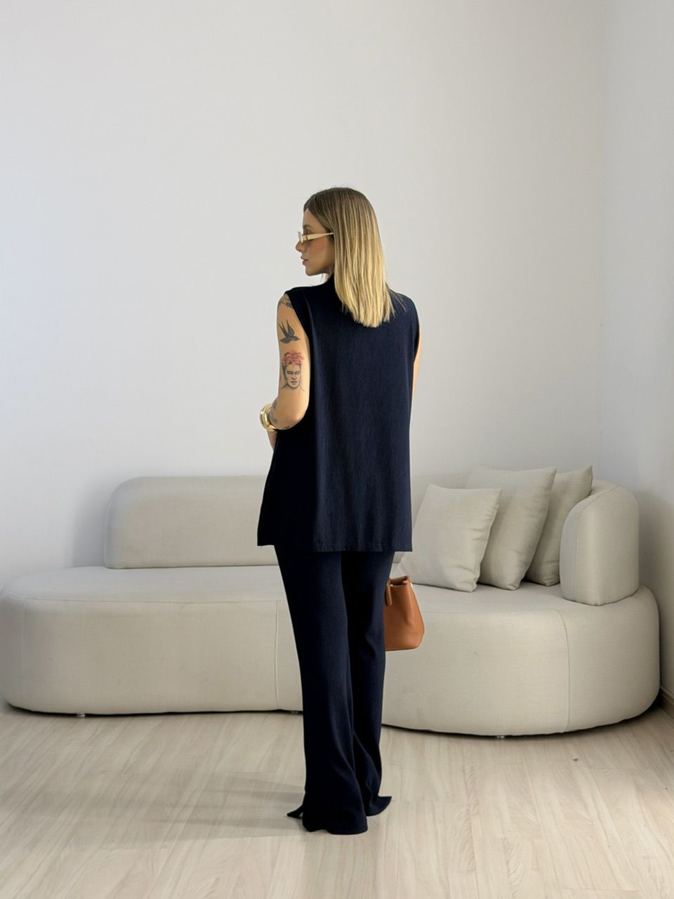 CONJUNTO MILENA BLUSA CALÇA MARINHO