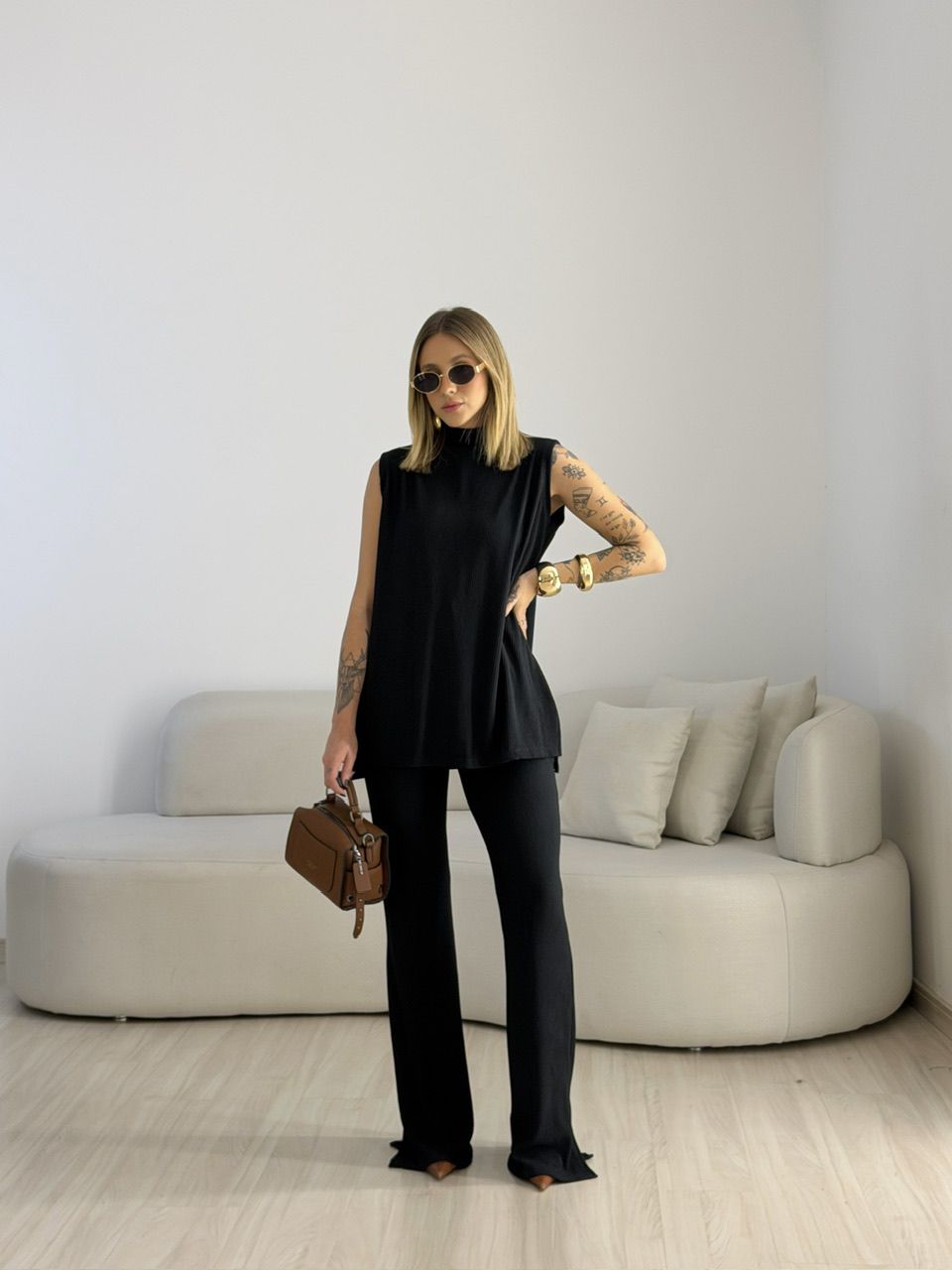 CONJUNTO MILENA BLUSA CALÇA PRETO