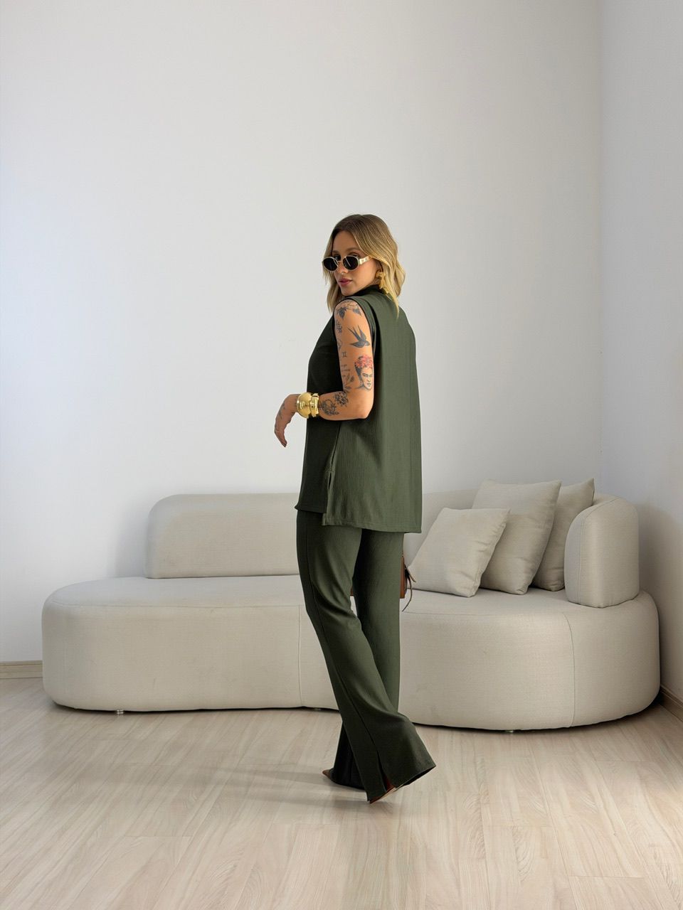 CONJUNTO MILENA BLUSA CALÇA VERDE