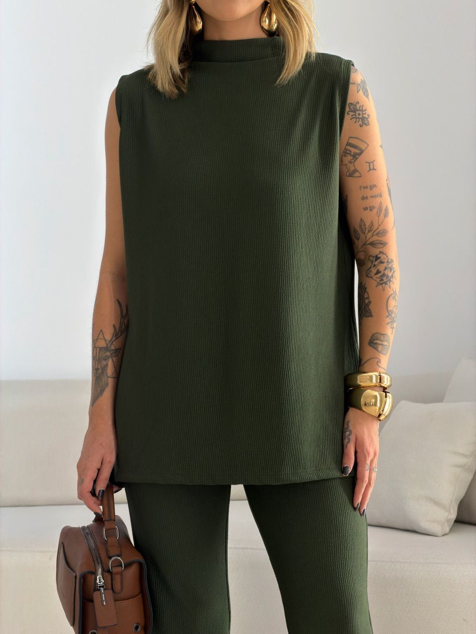 CONJUNTO MILENA BLUSA CALÇA VERDE