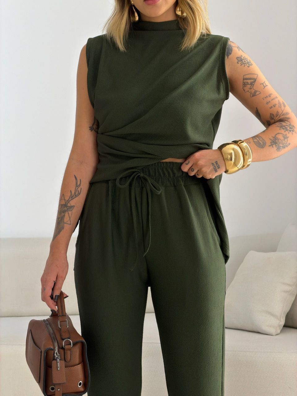 CONJUNTO MILENA BLUSA CALÇA VERDE
