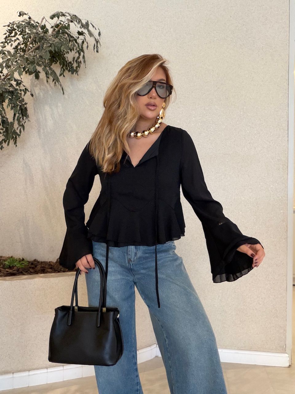 BATA DAIANE FLARE PRETA - 0075330033 - CAROLLA FERRARO