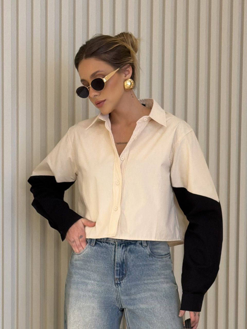 CAMISA RAIANE BICOLOR AREIA