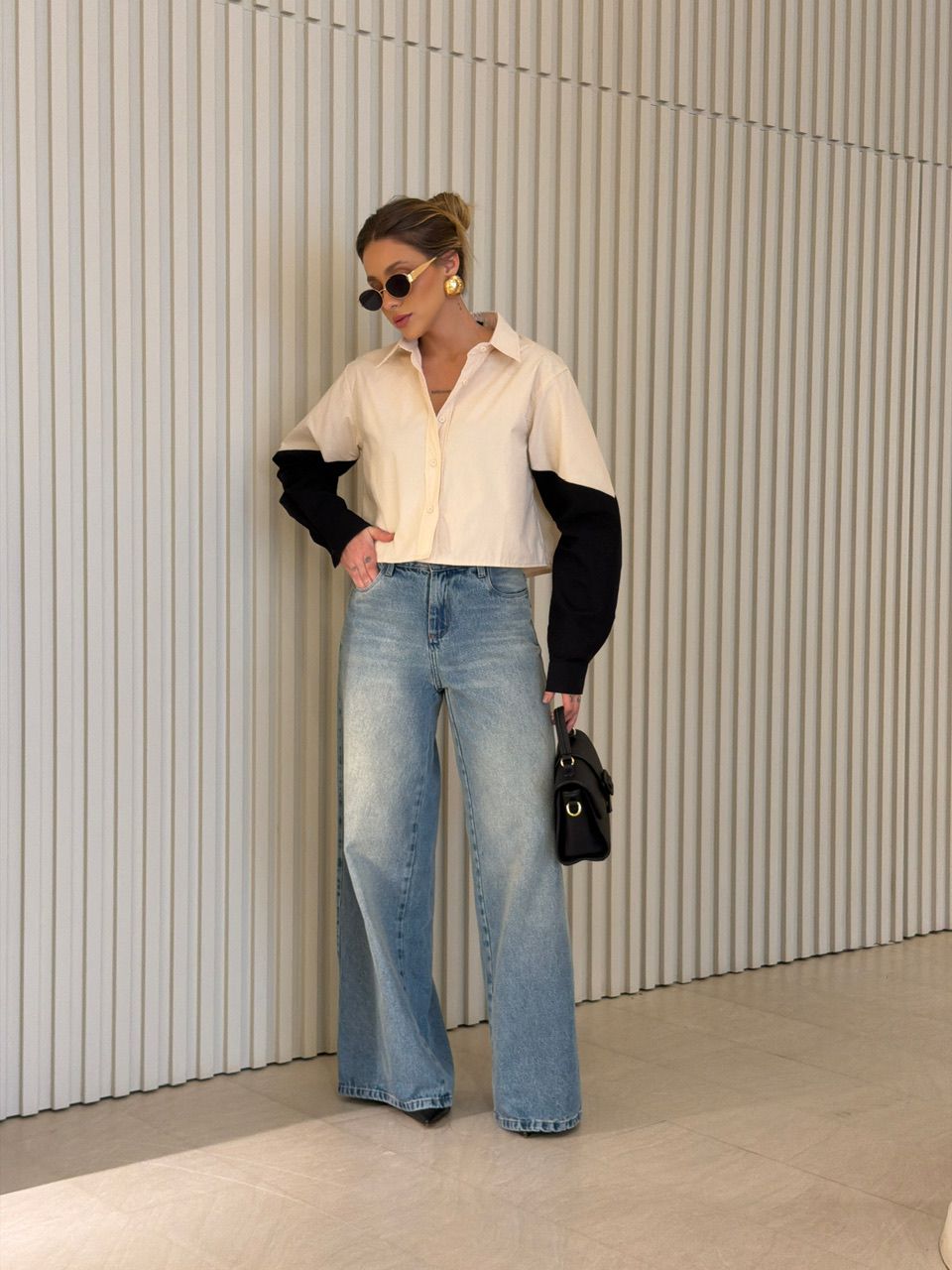 CAMISA RAIANE BICOLOR AREIA